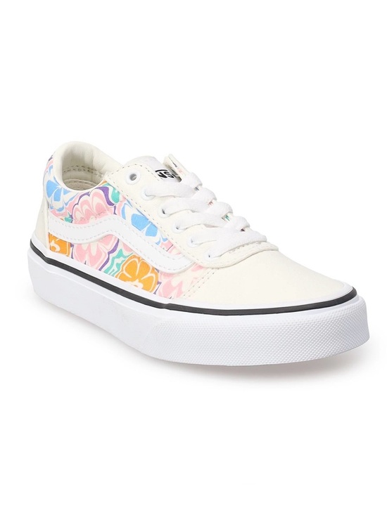 Vans Other - Vans Ward Kids' Sneakers Kids Cream Low-Top Sneakers with Pastel Floral Sz5